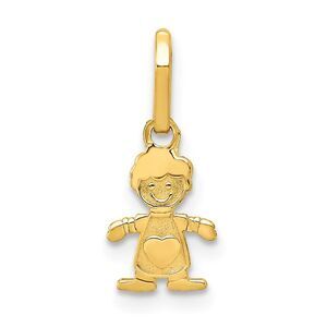 14k Yellow Gold Polished Little Boy Pendant, 7mm